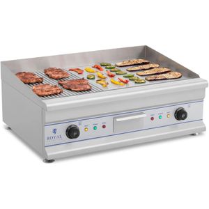 Royal Catering Elektrische bakplaat - 75 cm - geribbeld - 2 x 3200 W