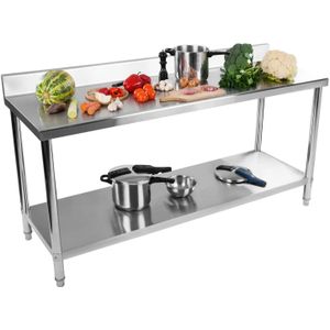 RVS werktafel - ECO - 180 x 60 cm - 182 kg - achterwand - Royal Catering
