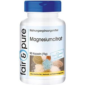 Fair & Pure® - Magnesiumcitraat capsules 2350 mg - 90 capsules - hooggedoseerd met 375 mg puur magnesium per dagelijkse dosis - veganistisch - zonder magnesiumstearaat