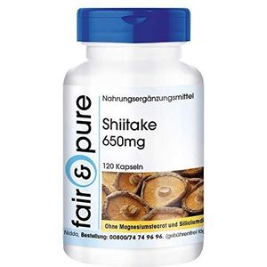Fair & PureÂ® - Shiitake 650mg (Lentinula edodes) - vegan - natuurlijk - zonder magnesiumstearaat - 120 shiitake capsules