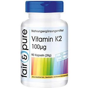 Fair & Pure® - Vitamine K2 capsules 100µg - natuurlijk uit natto - menaquinone MK-7 - vegan - zonder magnesiumstearaat - 90 capsules