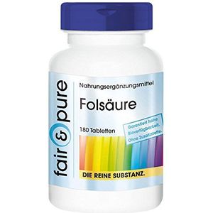 Fair & PureÂ® - Foliumzuur tabletten 800mcg - hoge dosering - vegan - zonder magnesiumstearaat - 180 tabletten - voorraad verpakking voor 6 maanden