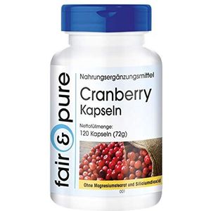 Fair & Pure® - Cranberry capsules 1200mg (dagelijkse consumptie) 5-voudig geconcentreerd uit 6000mg veenbessen - zonder magnesiumstearaat - vegan - 120 capsules