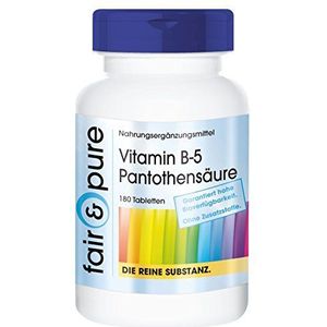 Fair & PureÂ® - Vitamine B5 tabletten 200mg pantotheenzuur - vegan - zonder magnesiumstearaat - 180 tabletten