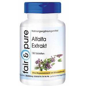 Fair & Pure® - Alfalfa tabletten extract - Medicago sativa - 1500mg dagelijkse dosis - vegan - natuurlijk plantenextract zonder magnesiumstearaat - 180 tabletten