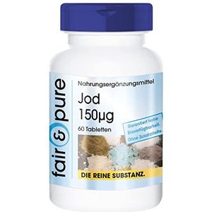 Fair & Pure® - Jodium tabletten 150mcg kaliumjodide - 100% van de dagelijkse behoefte - vegan - zonder magnesiumstearaat - 60 tabletten