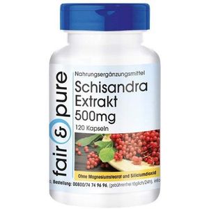 Fair & Pure® - Schisandra extract 500mg (WuWeiZi - Schisandra chinensis) met 9% schisandrine - vegan - zonder magnesiumstearaat - 120 Schisandra capsules