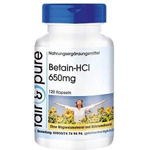 Fair & Pure® - Betain capsules 650mg - Betain-HCI/betaïnehydrochloride - vegan - zonder magnesiumstearat - 120 capsules