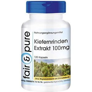 Fair & Pure dennenbast extract 200 mg, 120 capsules, 95% proanthocyanidinen, veganistisch voedingssupplement zonder toevoegingen, geproduceerd in Duitsland