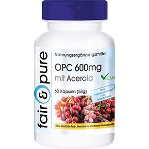 Fair & Pure® - OPC 600mg met acerola - vegan - hoge dosering druivenpit extract met natuurlijke vitamine C - zonder magnesiumstearaat - 60 OPC capsules
