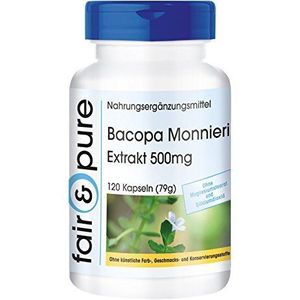 Fair & Pure® - Bacopa monnieri extract 500mg - brahmi capsules - 20% bacosides - zonder magnesiumstearaat - 120 capsules