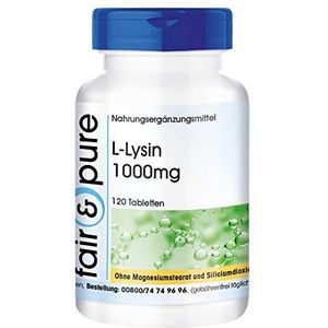 Fair & PureÂ® - L-Lysine tabletten - 1000mg - hoge dosering - veganistisch - 120 tabletten