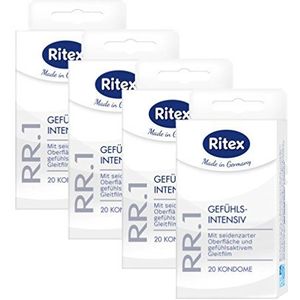 Ritex RR.1, gevoelsactieve condooms met glijmiddel, transparant, zonder latex geur, zeer goede huidtolerantie, 4 x 20 stuks