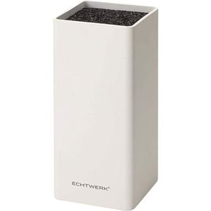 Echtwerk Universeel messenblok Square, keukenmessenorganizer, praktische messenstandaard, ruimtebesparende messenopslag met borstelinzetstuk, flexibel te vullen, wit, 30 cm