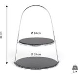 Schiefer Etagere (Bügel) 2-Stöckig - grau
