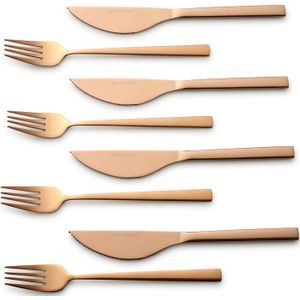 Echtwerk pizzabestekset, pizzabestekset, vleesbestek, dinermes 8-delig voor max. 4 personen, Met 4 pizzamessen en 4 pizzavorken van roestvrij staal, Bronze Edition