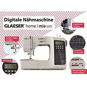 Glaeser® Home Mia 500 300 Digitale naaimachine met dubbele naald, led-display, inklapbare handgreep, dubbele naald, elektronische start/stopfunctie