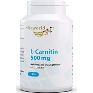 vitaworld L-carnitine 500 mg, 100% natuurlijke L-carnitine met hoge biologische beschikbaarheid, Carnipure® is een zeer zuivere, gepatenteerde grondstof uit plantaardige bron, veganistisch, 100