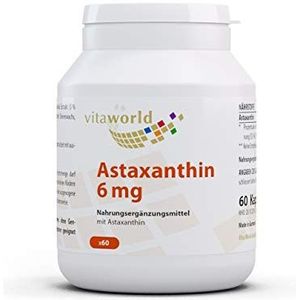 Pack van 3 Vita World Astaxanthine 6 mg 3 x 60 Vegi capsules apothekersproductie zonder toevoegingen, 100% natuurlijk van Haematococcus pluvialis
