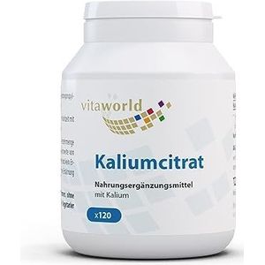 Pack van 3 Vita World kaliumcitraat 605 mg dagelijkse dosis 3 x 120 capsules apothekersproductie kalium citraat