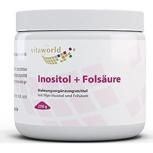 Vitaworld Inositol + foliumzuur, 4,8 g myo-inositol en 800 µg foliumzuur per dagelijkse consumptie, veganistisch, 200 g