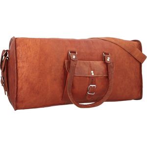 GUSTI Oscar leren reistas bagagedragertas handbagage weekender sporttas vintage bruin leer