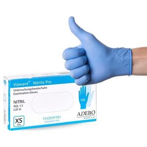 Nitril handschoenen 100 stuks (blauw, XS) zijn zeer robuust en scheurbaar niet nitril wegwerphandschoenen onderzoekshandschoenen, poedervrij, niet-steriel, latexvrij handschoenen wegwerp