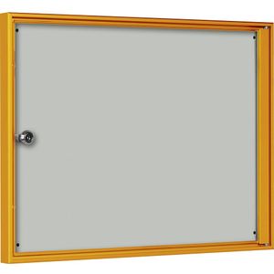 Vitrinekast voor binnen, voor formaat 2 x 1 A4, frame geel