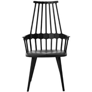 Kartell 595409 Comback stoel vier houten poten 58 x 100 x 50 cm zithoogte 48,5 cm kleur zitvlak frame, zwart