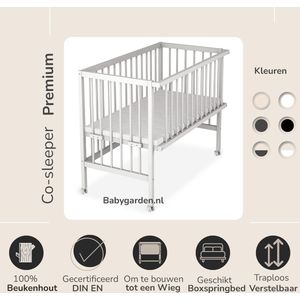 Co-sleeper - Wieg - Ledikant - Babybox - 4 in 1 - Meegroei babybed - Incl. matras - 60x120 cm XXL - Wit - SAMANN