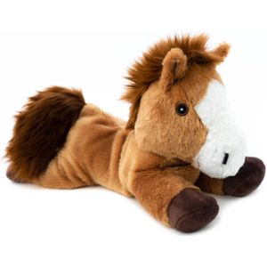 Warmte/magnetron opwarm knuffel - Paard - bruin - 35 cm - pittenzak - Opwarmknuffels
