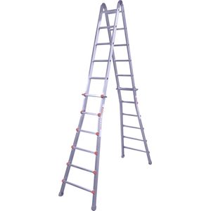 Telescopische multifunctionele ladder, bok-, aanleg-, opsteek- en trapladder in één