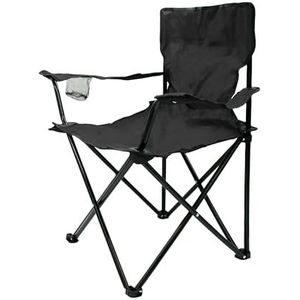 Spetebo Campingklapstoel met bekerhouder, zwart, campingstoel, inklapbaar met draagtas, opvouwbare stoel voor festival, vrije tijd, tuin, vissersstoel, belastbaarheid tot 100 kg