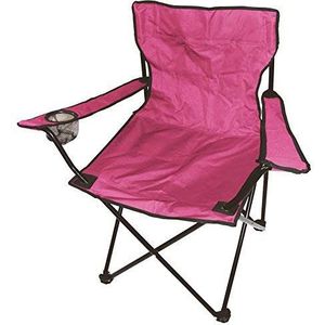 Camping klapstoel in draagtas - roze - campingstoel vissersstoel met bekerhouder