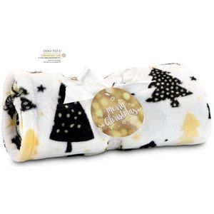 Römer Wellness Merry Christmas knuffeldeken 120 x 150 cm 190 g/m² pluizige metgezel met strik en hanger Merry Christmas