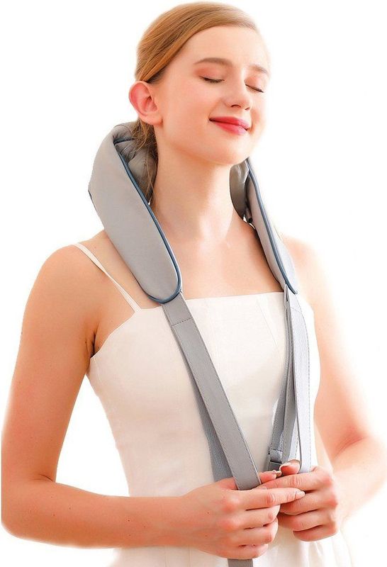 axion®- Kraftwerk draadloos nekmassage apparaat inclusief warmtefunctie en elastische band in grijs