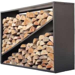 Westmann® HaardHout Rek Hugo - 35x115x80cm - Houtopslag buiten - Zwart