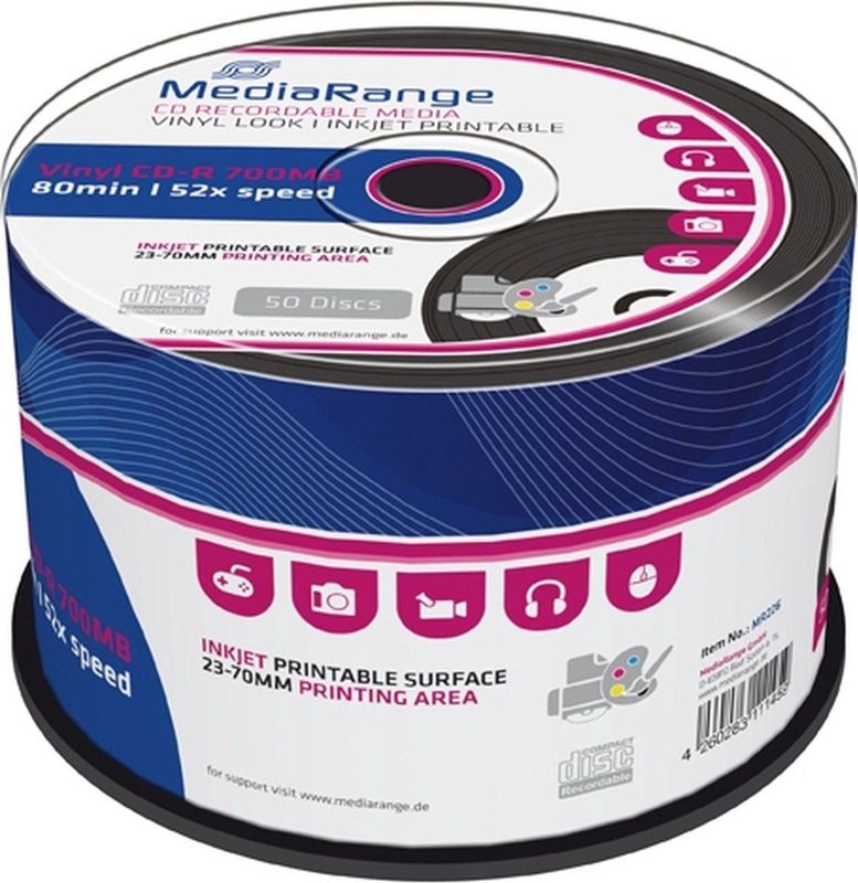 MediaRange - CD-R80 - Optische Gegevensdrager - Zwart - 50 Stuks