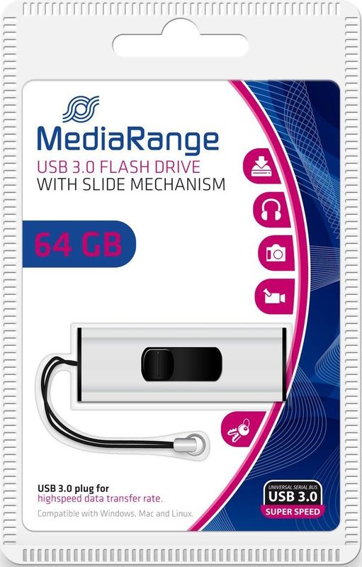 MediaRange USB Stick - 64 GB - USB 3.0 - Zwart