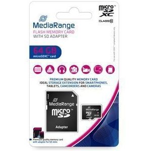 MediaRange microSDXC geheugenkaart 64GB met adapter  (MR955) - Dataopslag - Origineel