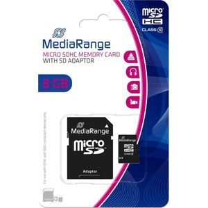 MediaRange - MR957 - microSDHC Geheugenkaart - 8GB - Class 10 - Met Adapter