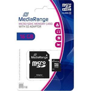 Mediarange 16GB SD microSD-kaart Cl.10 met adapter