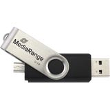 MediaRange - USB Nano Geheugenstick - Zilver - 32 GB - USB-A, Micro USB-A