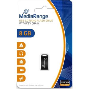 MediaRange - USB Nano-Geheugenstick - 8GB - Zwart - USB 2.0