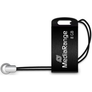 MediaRange USB nano-geheugenstick 8GB - Mini Flash Drive met USB 2.0-aansluiting, incl. sleutelhanger, externe geheugenuitbreiding met leessnelheid tot 15 MB/s, kleur zwart