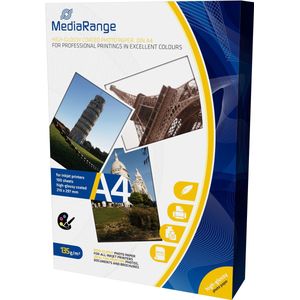 MediaRange - Fotopapier - Hoogglans - Wit - 135 g/m² - A4 - 100 vellen