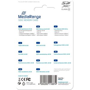 MediaRange SDXC geheugenkaart, klasse 10, 64 GB