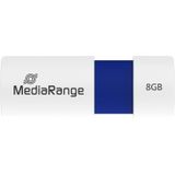 MediaRange MR971 USB-flashdrive, 8 GB, USB Type-A 2.0, blauw, wit - USB-flashstation (8 GB, USB type A, 2.0, 12 MB/s, Slide, blauw, wit)