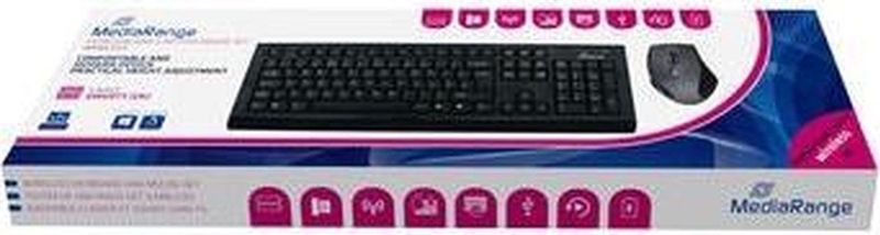 MediaRange Wireless keyboard and mouse combo set, QWERTY (UK), black/grey