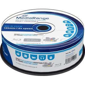 MediaRange - BD-R - Cakebox 25 stuks - Volledig Bedrukbaar